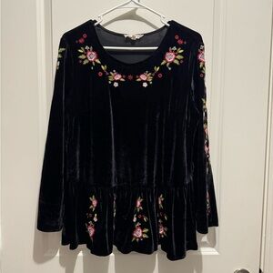 Multicolored Embellished Peplum Blouse